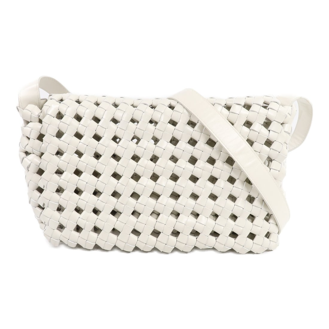 Bottega Veneta 603162 White Calfskin Shoulder Bag with Pouch: Bottega Veneta 603162 White Calfskin Shoulder Bag with Pouch White calfskin leather shoulder bag with a flap pocket design and adjustable shoulder strap. Made in Italy, this women's bag includes stora