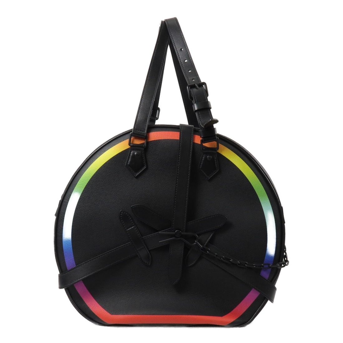 Louis Vuitton M30335 Rainbow Sort Hat Trunk shoulder bag black: Louis Vuitton M30335 Rainbow Sort Hat Trunk shoulder bag black Louis Vuitton LV Rainbow Sort Hat Trunk shoulder bag, model M30335, in black Taiga leather with calfskin (cowhide) details. It features a
