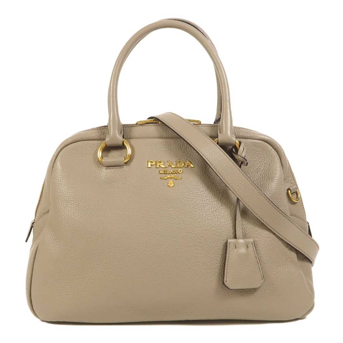 PRADA 1BB087 2 Way Shoulder Bag Gray Calfskin Leather (1 of 15)