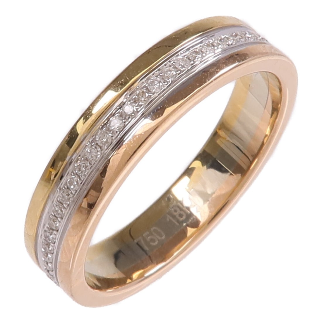 18K Tri Color Gold Diamond Ring US Size 8 (1 of 7)