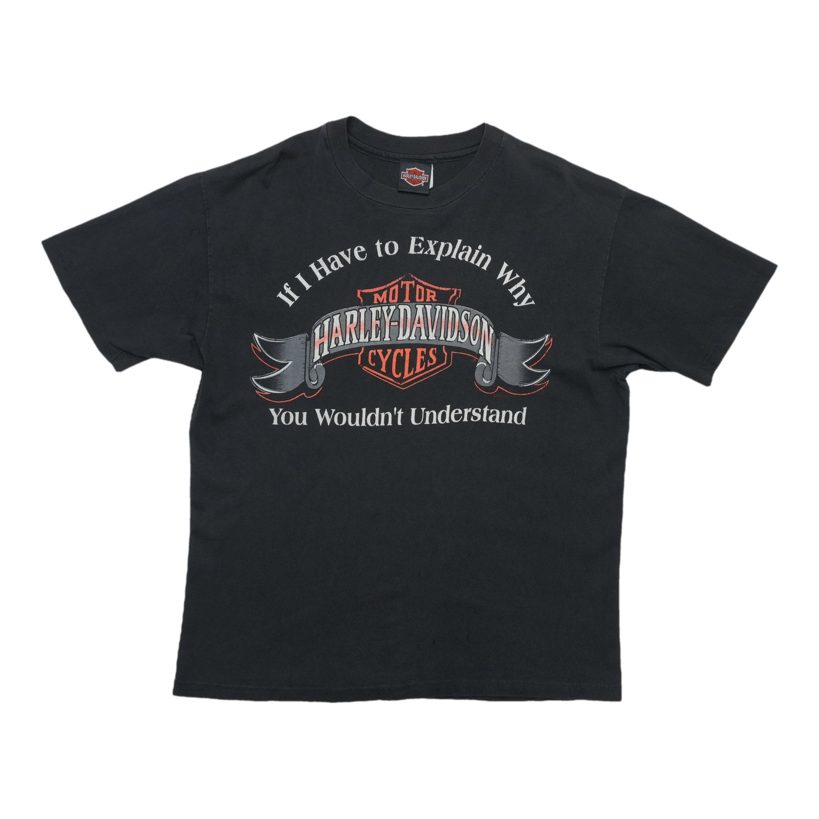 Black 1993 Harley Davidson Vintage Cotton Shirt Front and Back Graphics (1 of 7)