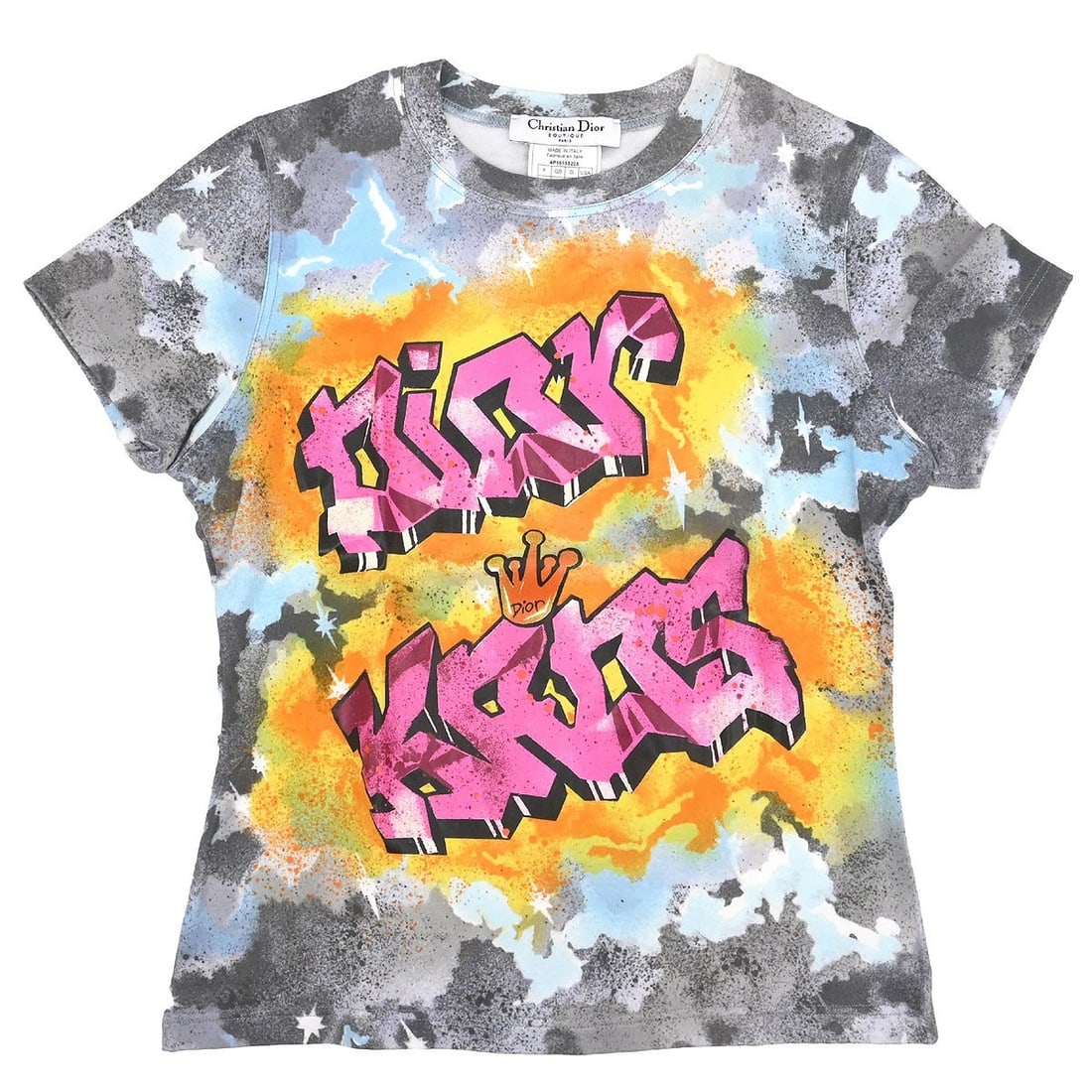 Dior Kaos Logo T Shirt Gray Cotton Womens Size 42: Dior Kaos Logo T Shirt Gray Cotton Womens Size 42 Christian Dior Top Dior Kaos T-shirt in gray with logo accents. This women's short-sleeve top features a round neckline, regular fit, and 100% cotton 