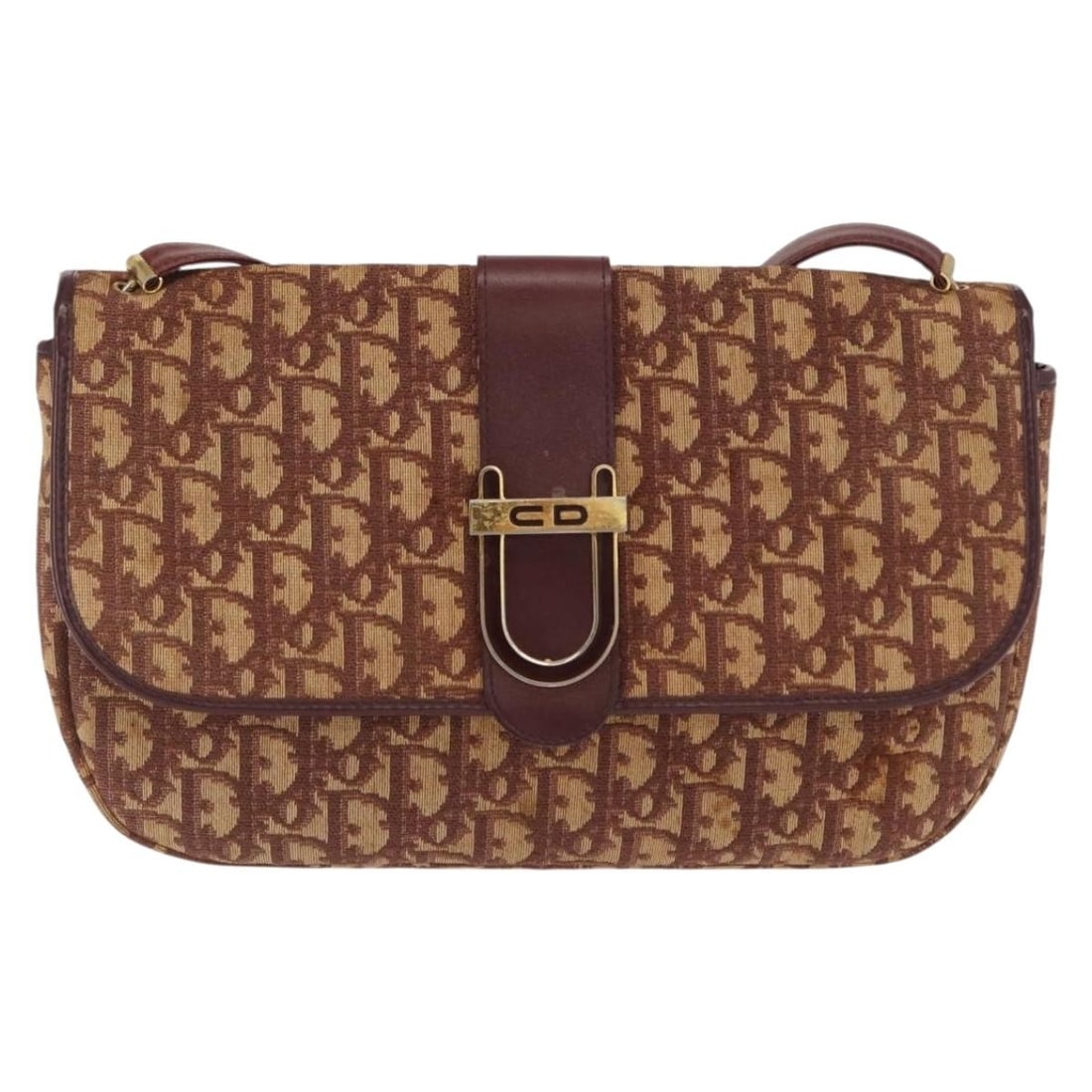 Christian Dior Vintage CD Trotter Red Canvas Shoulder Bag: Christian Dior Vintage CD Trotter Red Canvas Shoulder Bag This Christian Dior vintage CD Trotter shoulder bag features a red canvas exterior with leather accents. Designed for women, it measures 29cm 