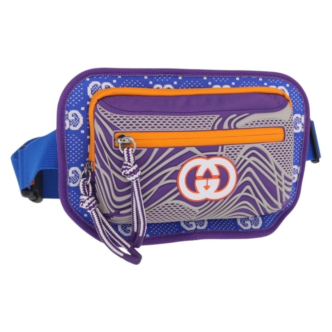 GUCCI 752102 Nylon Waist Bag Purple Silver with Dust Bag: GUCCI 752102 Nylon Waist Bag Purple Silver with Dust Bag Gucci waist bag in purple and silver nylon with an adjustable strap and dust bag included. Made in Italy, this women's bag is in AB very good c