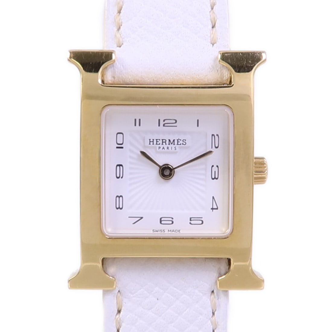 Hermes HH1.201 H Watch Womens Quartz Stainless Steel White Dial: Hermes HH1.201 H Watch Womens Quartz Stainless Steel White Dial Hermes H Watch HH1.201 is a ladies' quartz wristwatch with a stainless steel case and band in white. It features a white dial and comes 