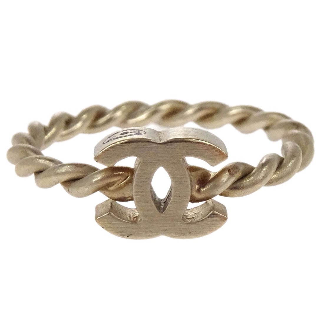 Chanel CC Twisted Rope Gold Plated Ring Size 51 Italy (1 of 5)