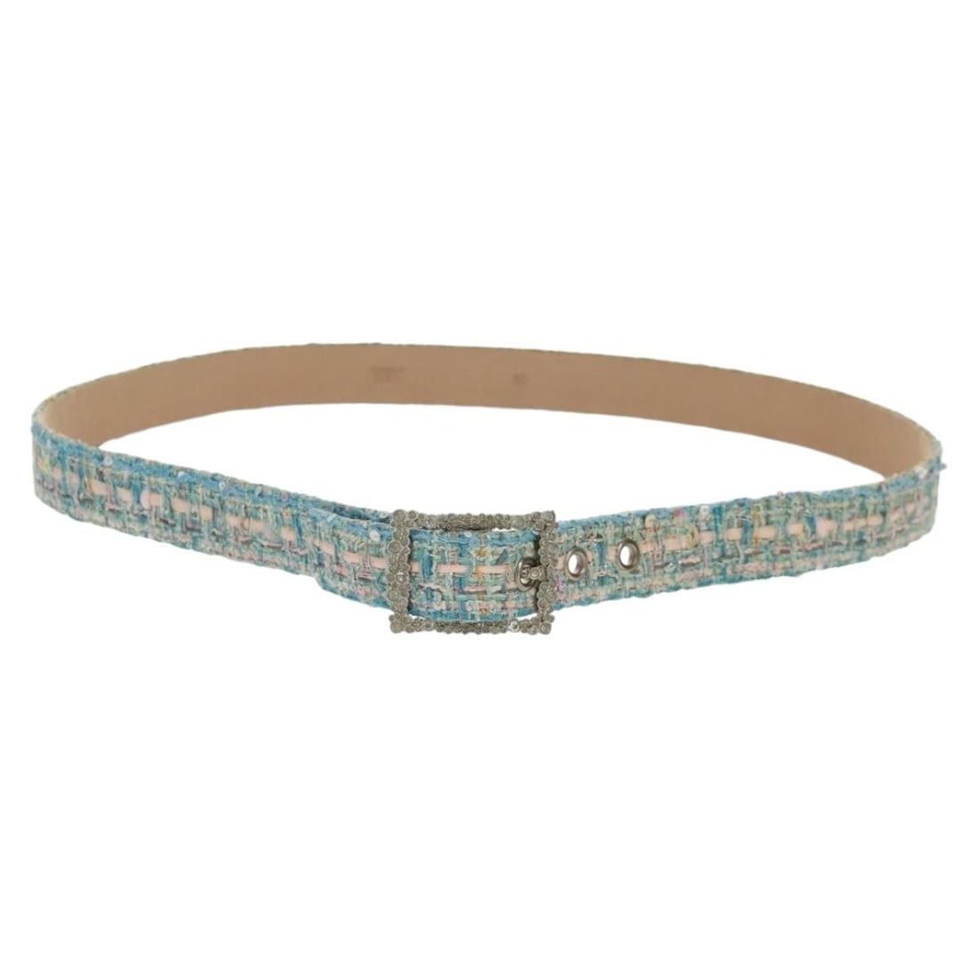 CHANEL CC Canvas Belt Light Blue Womens Italy 99-105cm: CHANEL CC Canvas Belt Light Blue Womens Italy 99-105cm CHANEL belt in light blue canvas, made in Italy. It measures approximately 44.1 inches in total length, with a belt length of about 39.0 to 41.3 