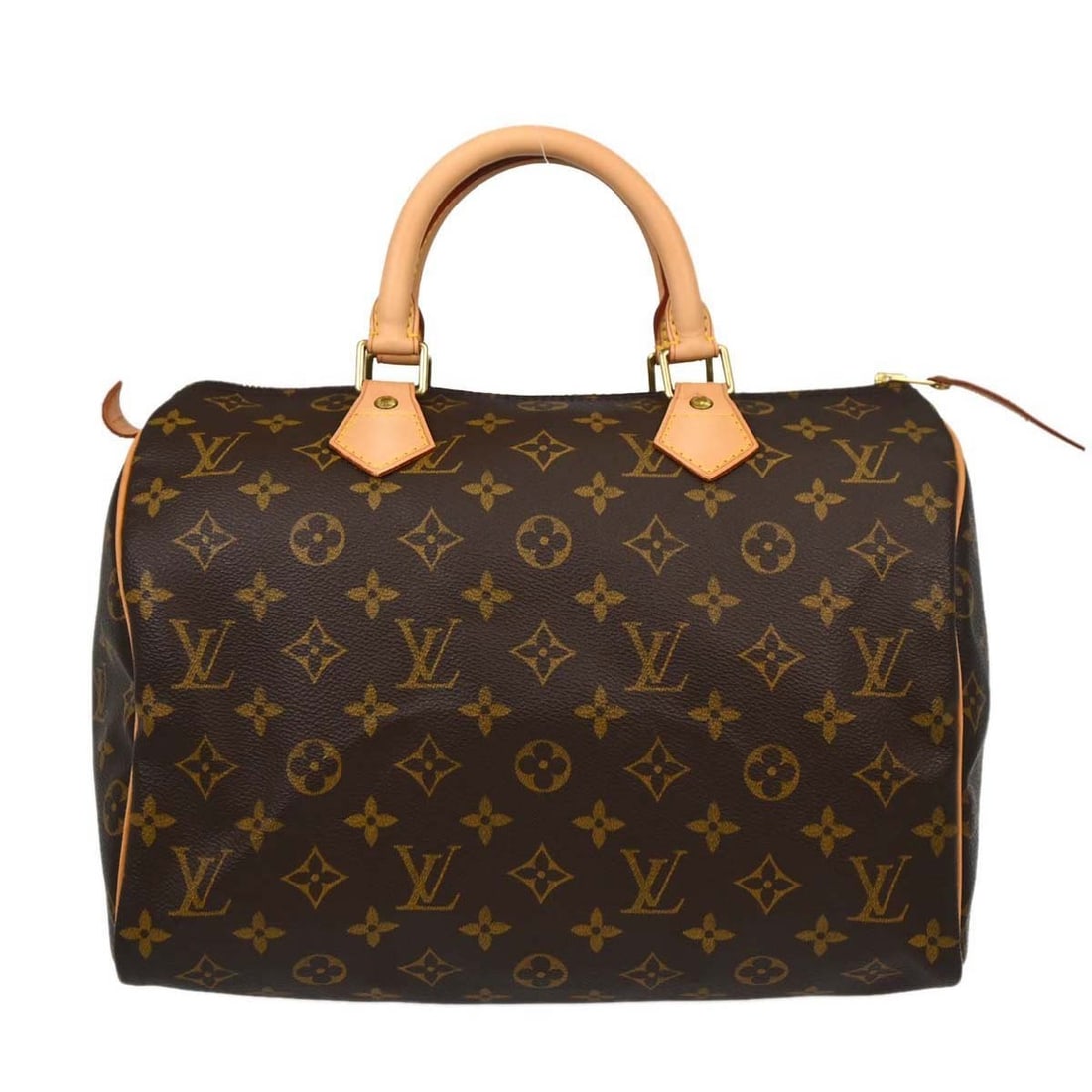 Louis Vuitton Speedy 30 Monogram Canvas Satchel M41526 TH0023: Louis Vuitton Speedy 30 Monogram Canvas Satchel M41526 TH0023 A Louis Vuitton Speedy 30 handbag in Monogram pattern, presented as a vintage women's satchel/top handle bag. It features a zip closure, d