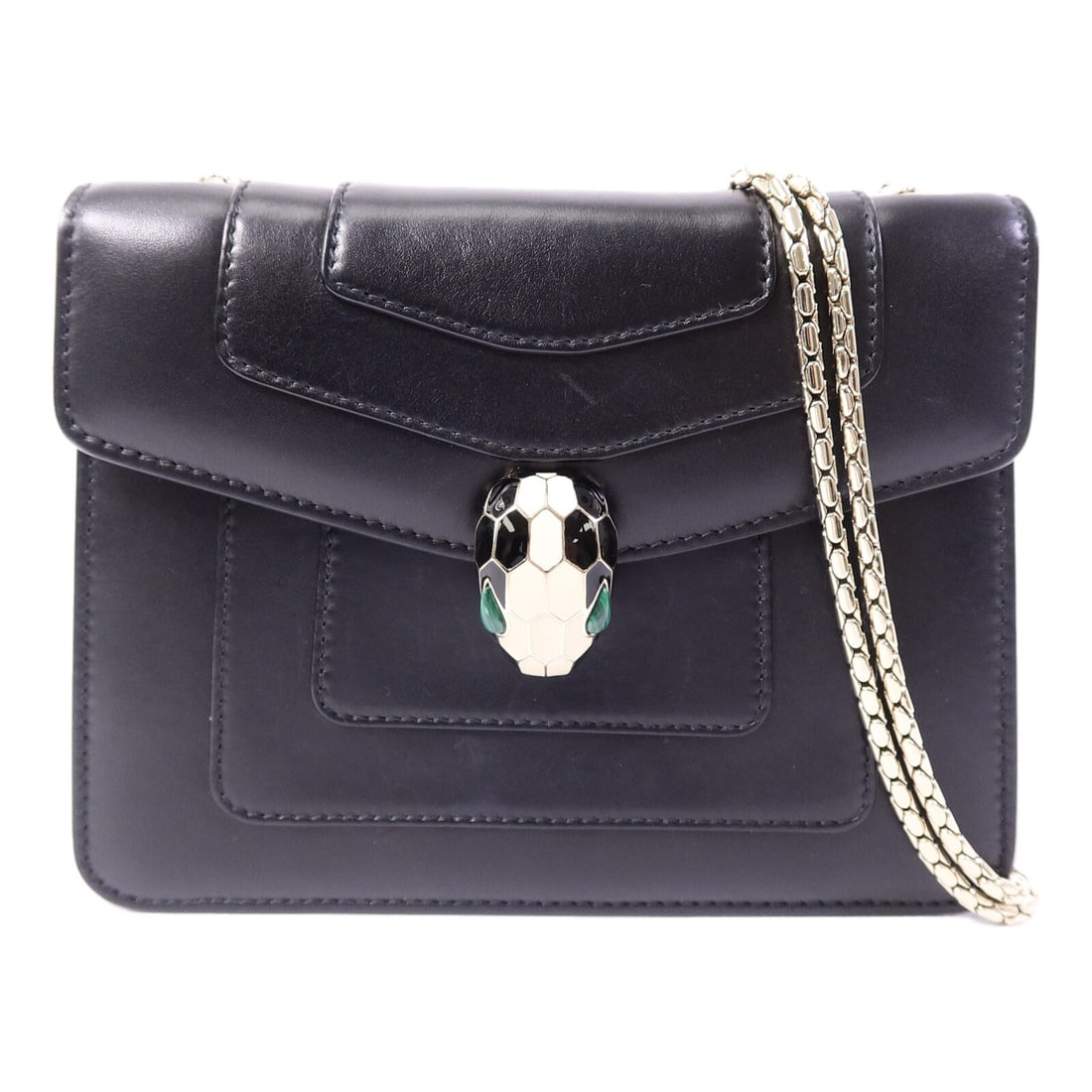 BVLGARI Serpenti Forever Small Shoulder Bag Black Calfskin GHW: BVLGARI Serpenti Forever Small Shoulder Bag Black Calfskin GHW BVLGARI Serpenti Forever small chain shoulder bag in black calfskin leather. This women's regular-size shoulder bag is made in Italy and 