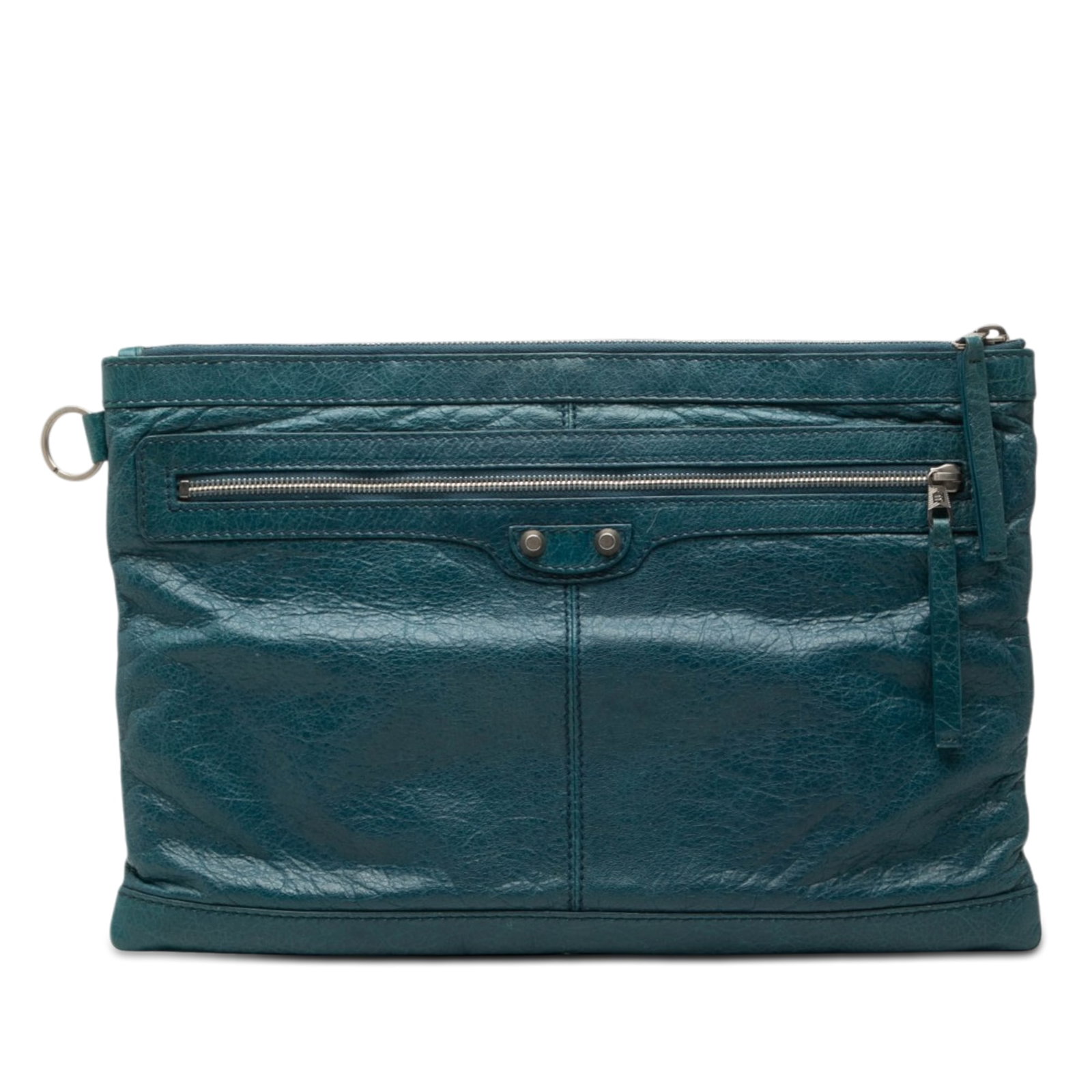 Balenciaga Classic Clip Clutch L Blue Lambskin Leather Bag (1 of 6)