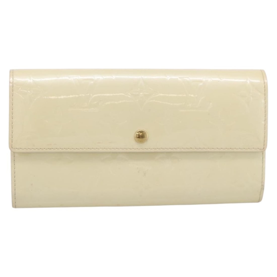 Louis Vuitton Vintage Sarah wallet in beige patent leather: Louis Vuitton Vintage Sarah wallet in beige patent leather Vintage Louis Vuitton Sarah wallet in beige patent leather. Presented in good pre-owned condition, this Vernis wallet shows light wear consis