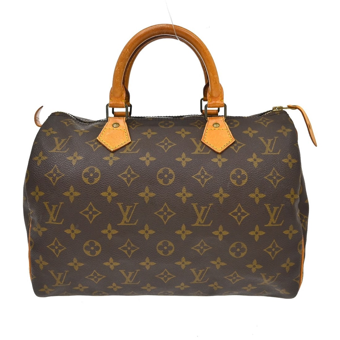 Louis Vuitton Speedy 30 Monogram Canvas Satchel M41526 France: Louis Vuitton Speedy 30 Monogram Canvas Satchel M41526 France Vintage Louis Vuitton Speedy 30 handbag in Monogram canvas with leather handles and a zip closure. This satchel-style bag features a brown