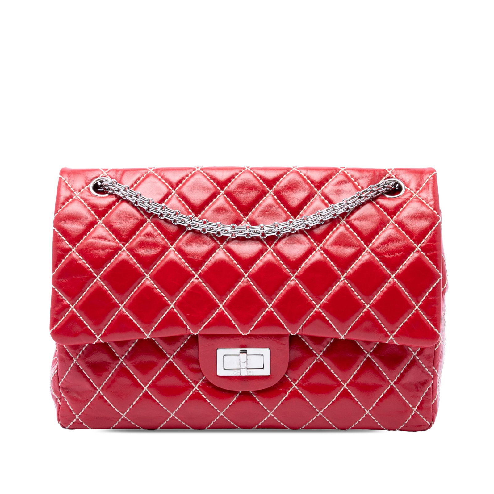 Chanel Reissue 2.55 Surpique 227 red quilted leather shoulder bag (1 of 7)