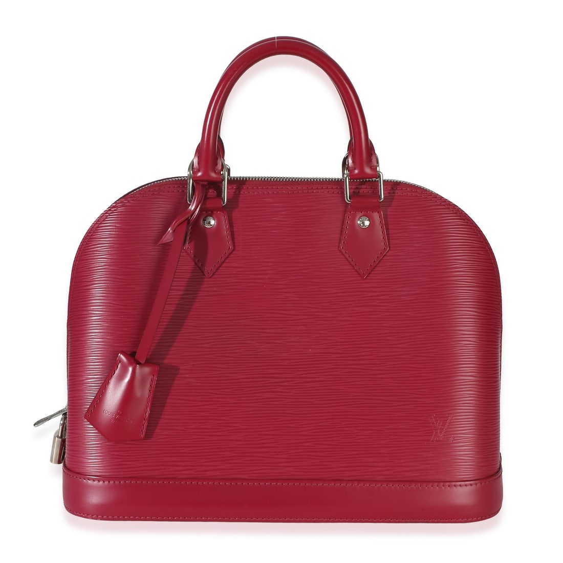 Louis Vuitton Alma PM Epi Leather Top Handle Bag Pink: Louis Vuitton Alma PM Epi Leather Top Handle Bag Pink Pre-owned Louis Vuitton Alma PM handbag in pink Epi leather with a structured top-handle silhouette and zip-top closure. The bag features a pink m
