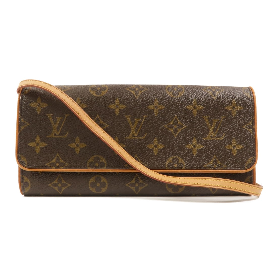Louis Vuitton Pochette Twin GM Monogram Shoulder Bag M51852: Louis Vuitton Pochette Twin GM Monogram Shoulder Bag M51852 Louis Vuitton Pochette Twin GM shoulder bag in brown Monogram PVC coated canvas. This women's bag features a slim profile with a magnetic cl