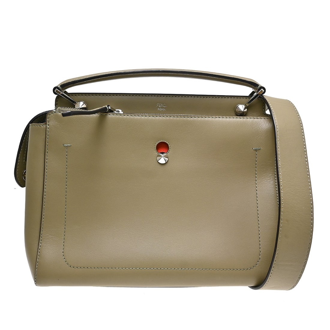 Fendi DotCom Mini Beige Leather Satchel with Strap and Pouch: Fendi DotCom Mini Beige Leather Satchel with Strap and Pouch Fendi DotCom 2way handbag in beige leather with a top handle and satchel silhouette. Made in Italy, this women's bag features logo accents 
