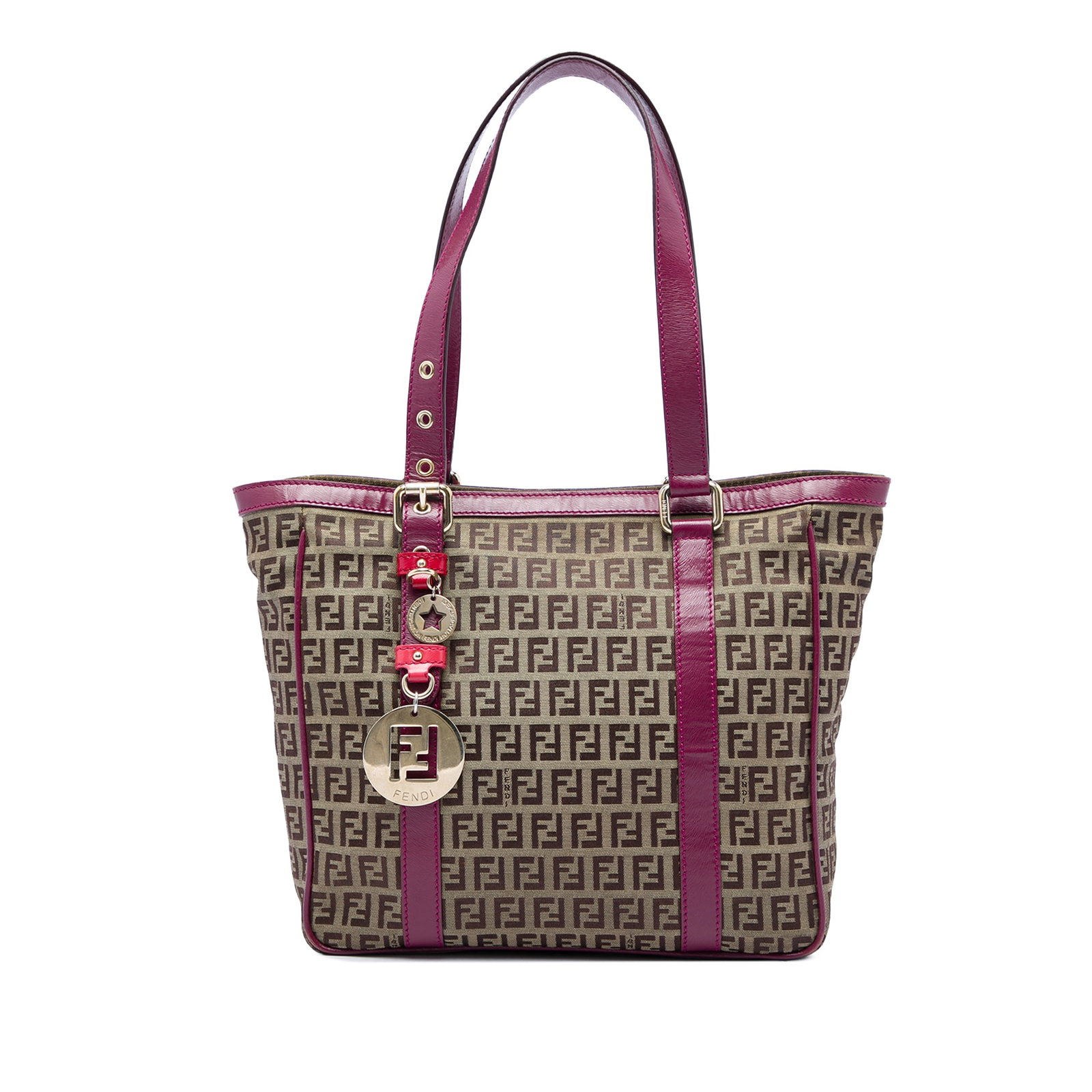 Fendi Zucchino Superstar Shopping Tote Canvas and Leather: Fendi Zucchino Superstar Shopping Tote Canvas and Leather Fendi Zucchino Canvas Superstar Shopping Tote in beige with leather trim and flat leather handles. The tote features an open top with a magnet