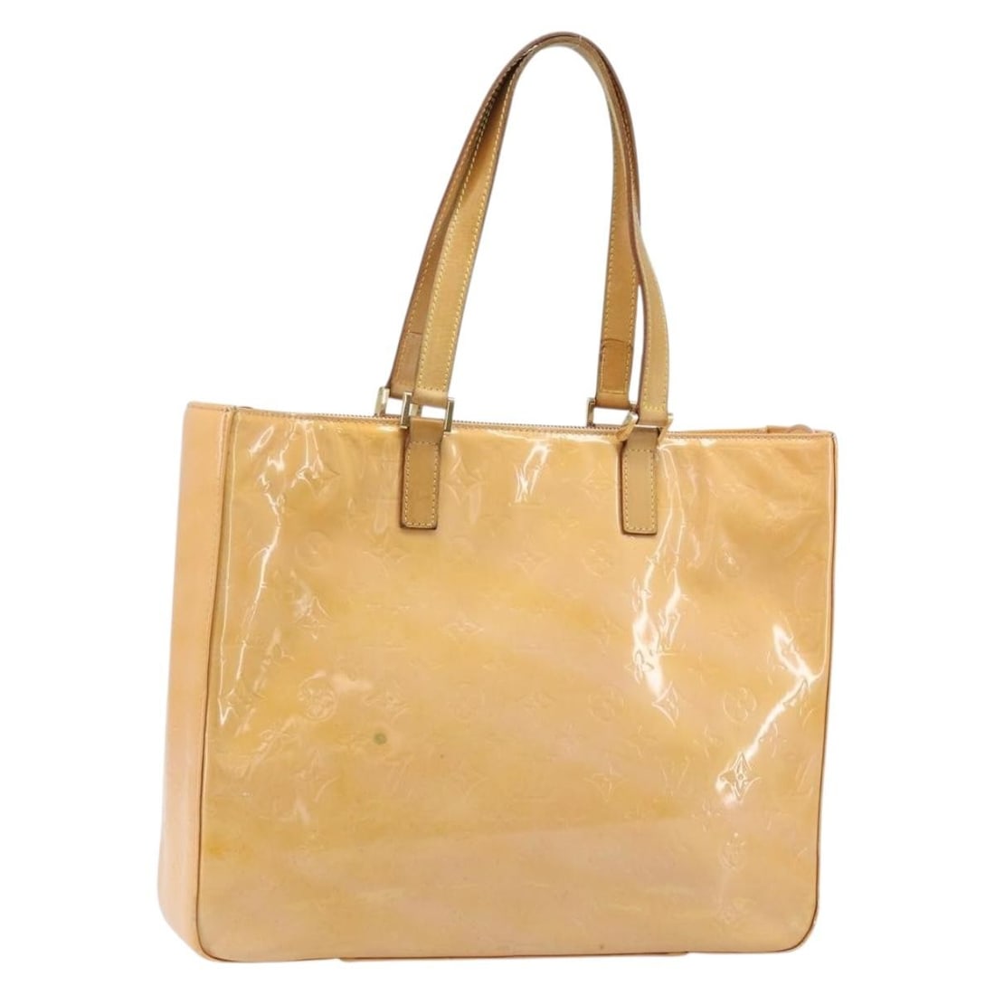 Louis Vuitton Columbus Vernis patent leather handbag: Louis Vuitton Columbus Vernis patent leather handbag This Louis Vuitton Columbus Handbag features the iconic Monogram Vernis design in beige patent leather. Crafted for women, the bag is made in Spain