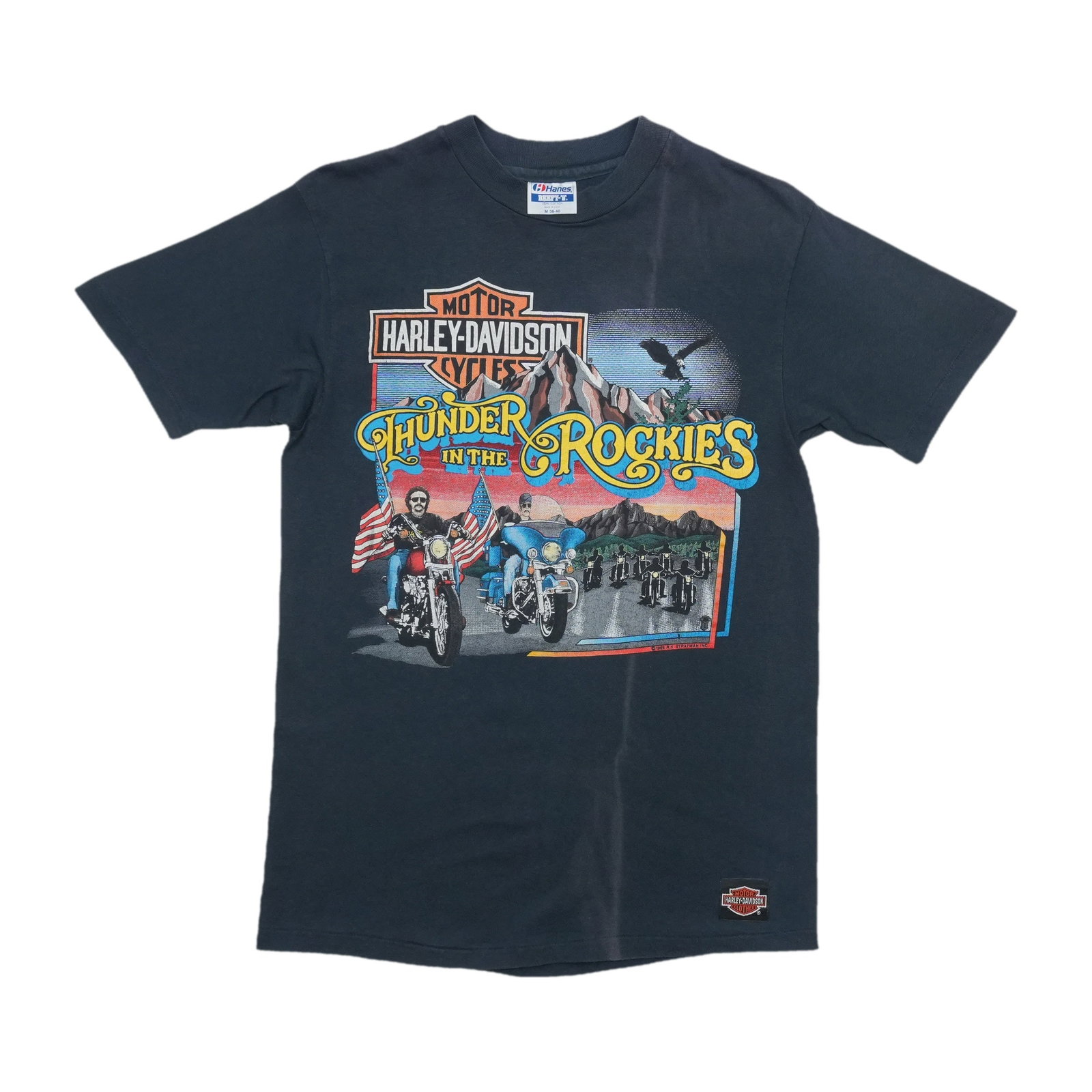 Harley Davidson Thunder In The Rockies 1989 Black Cotton T Shirt Medium (1 of 7)