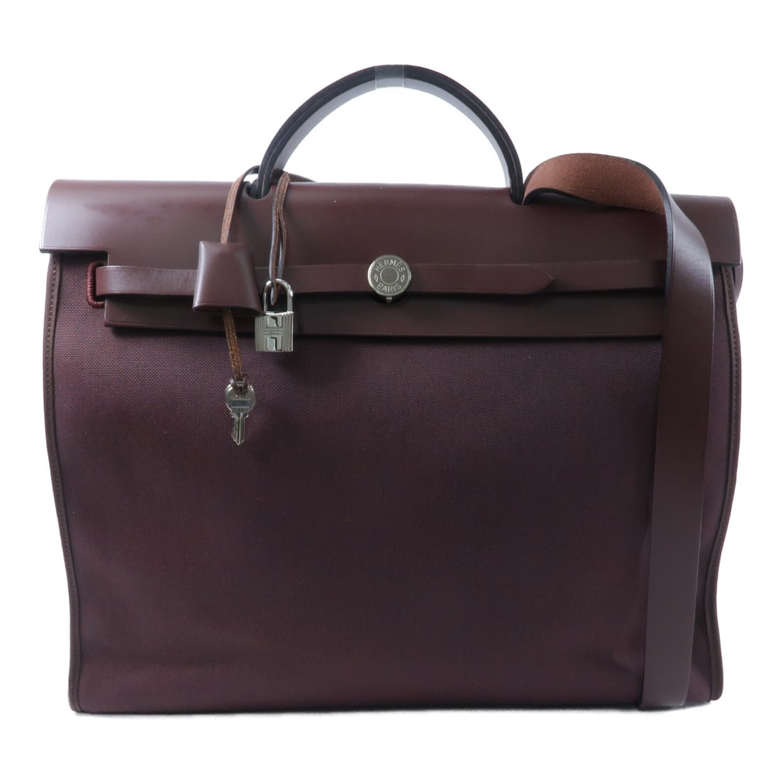 Hermes Herbag GM 2 Way Shoulder Bag Rouge H Canvas Veau Hunter PHW (1 of 16)