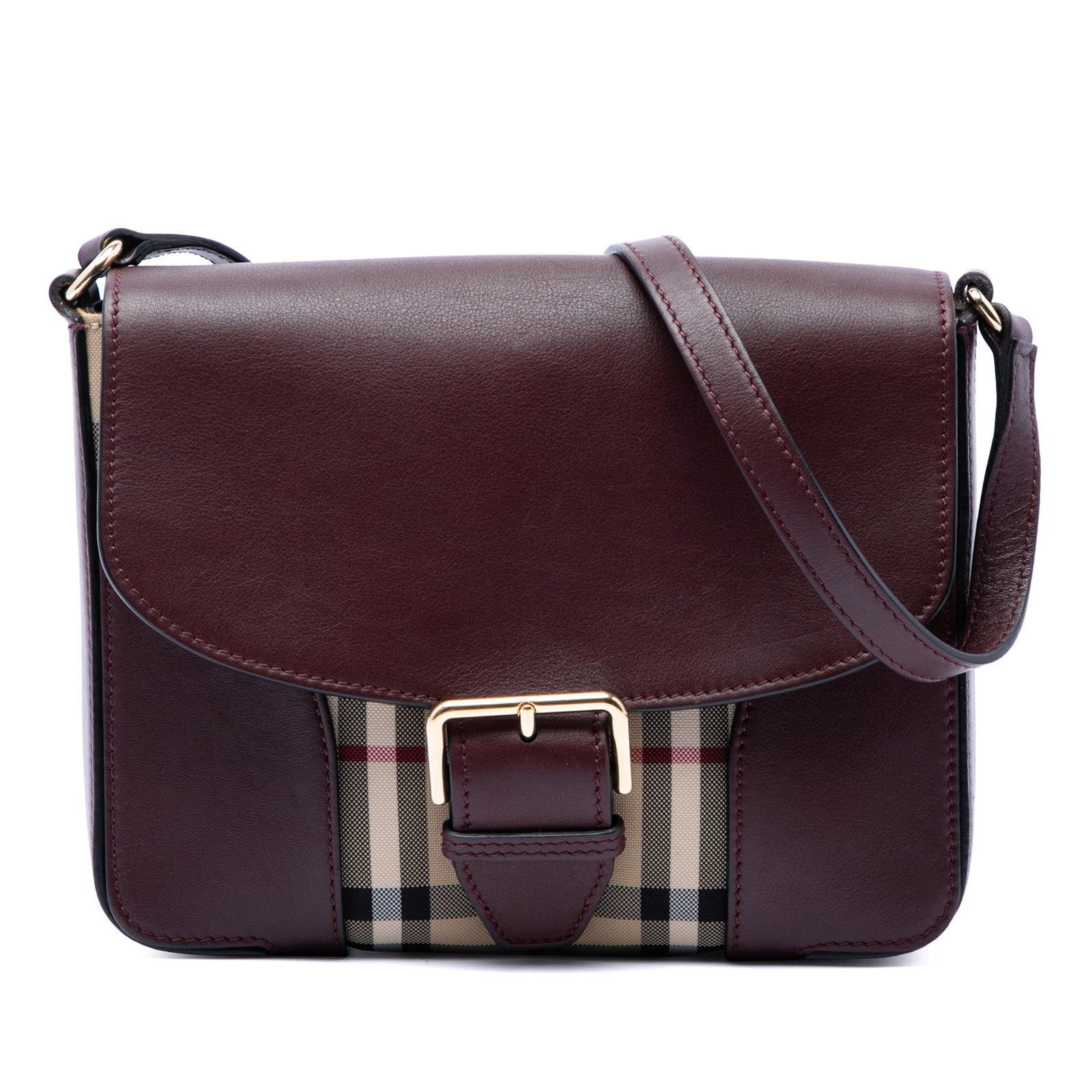 Burberry Dickens Small Crossbody Bag Haymarket Check Nylon Leather (1 of 6)