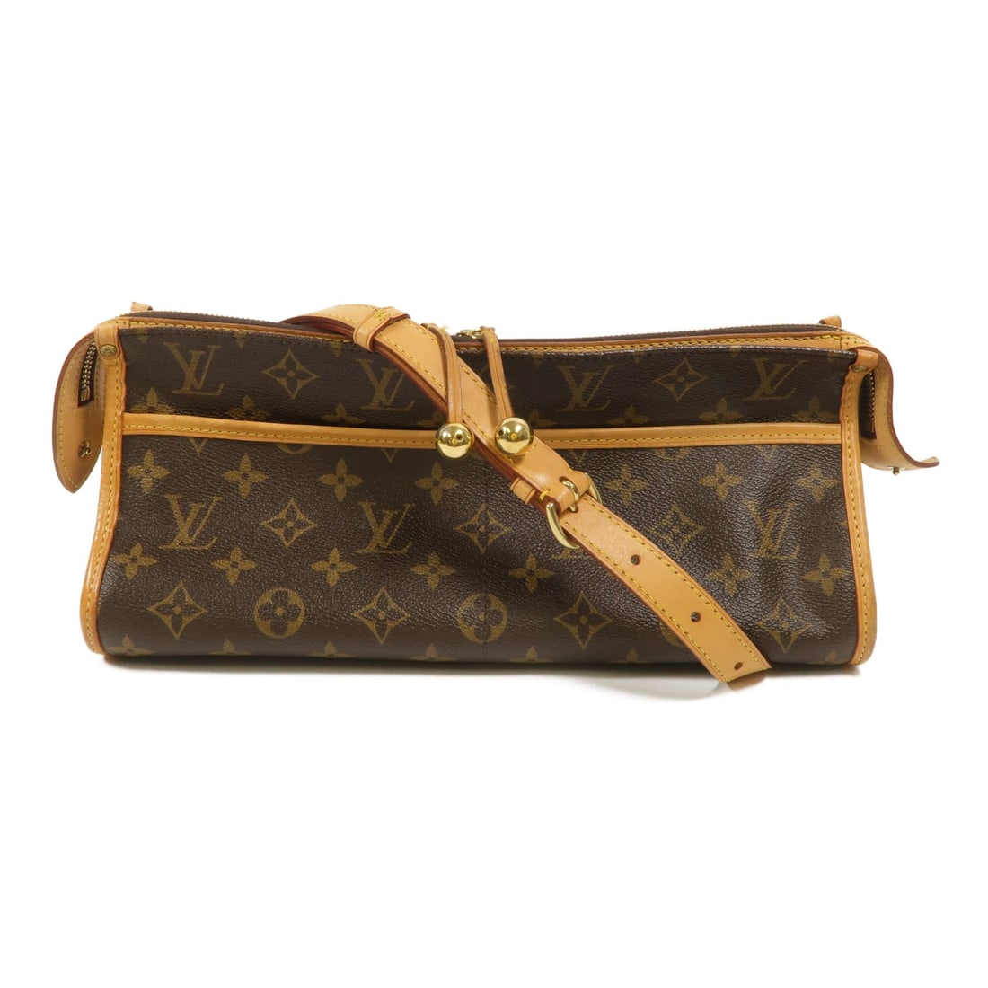 Louis Vuitton Popincourt Long Monogram Shoulder Bag M40008 Brown: Louis Vuitton Popincourt Long Monogram Shoulder Bag M40008 Brown Louis Vuitton Popincourt Long shoulder bag in brown Monogram PVC coated canvas. This women's bag features an open exterior pocket desig