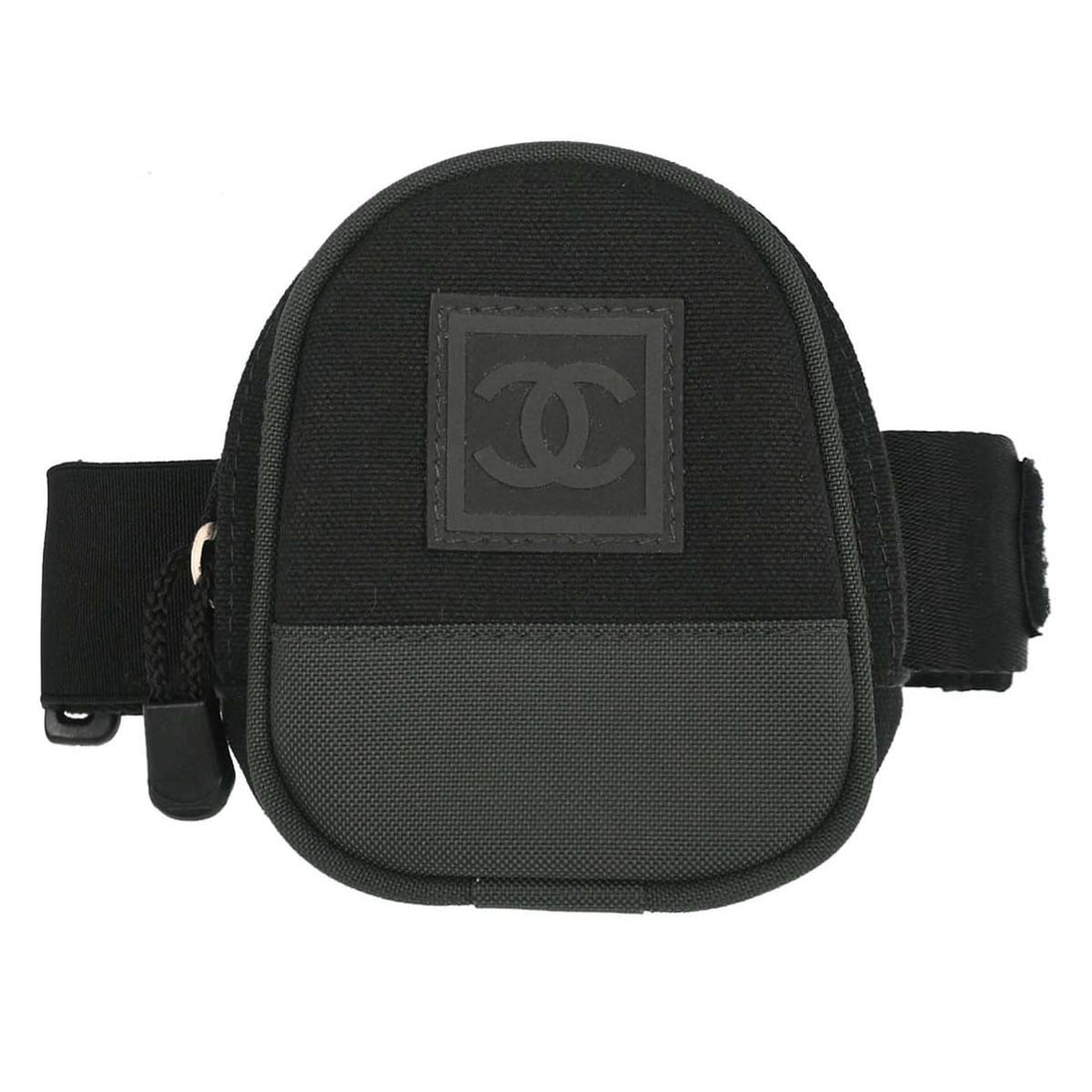 CHANEL Sport Line Mini Leg Bag Pouch Black Green Nylon: CHANEL Sport Line Mini Leg Bag Pouch Black Green Nylon Compact Chanel Sport Line leg bag pouch in black and dark green with a zip closure. Made in France, this mini women's bag features a black strap 