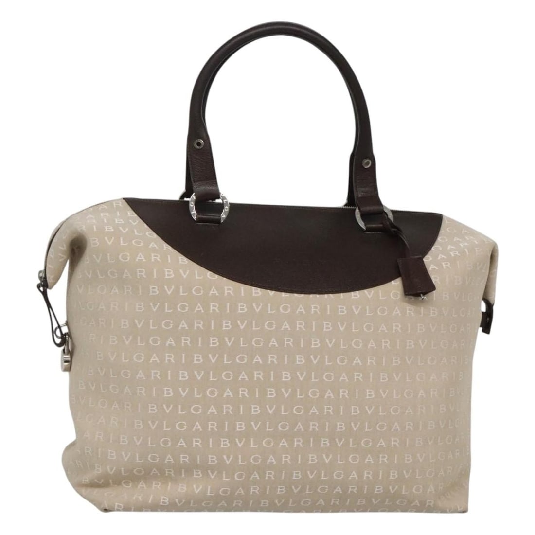 BVLGARI Logo Mania Beige Canvas Tote with Padlock Key Clochette (1 of 18)