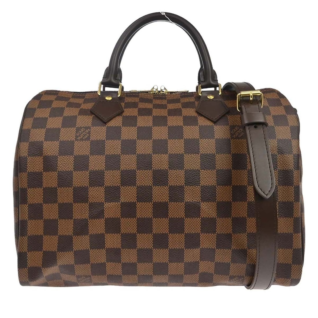 Louis Vuitton Speedy Bandouliere 30 Damier 2way Top Handle Bag N41367: Louis Vuitton Speedy Bandouliere 30 Damier 2way Top Handle Bag N41367 Vintage Louis Vuitton Speedy Bandouliere 30 2-way handbag in Damier canvas with leather trim and double handles. This medium top h