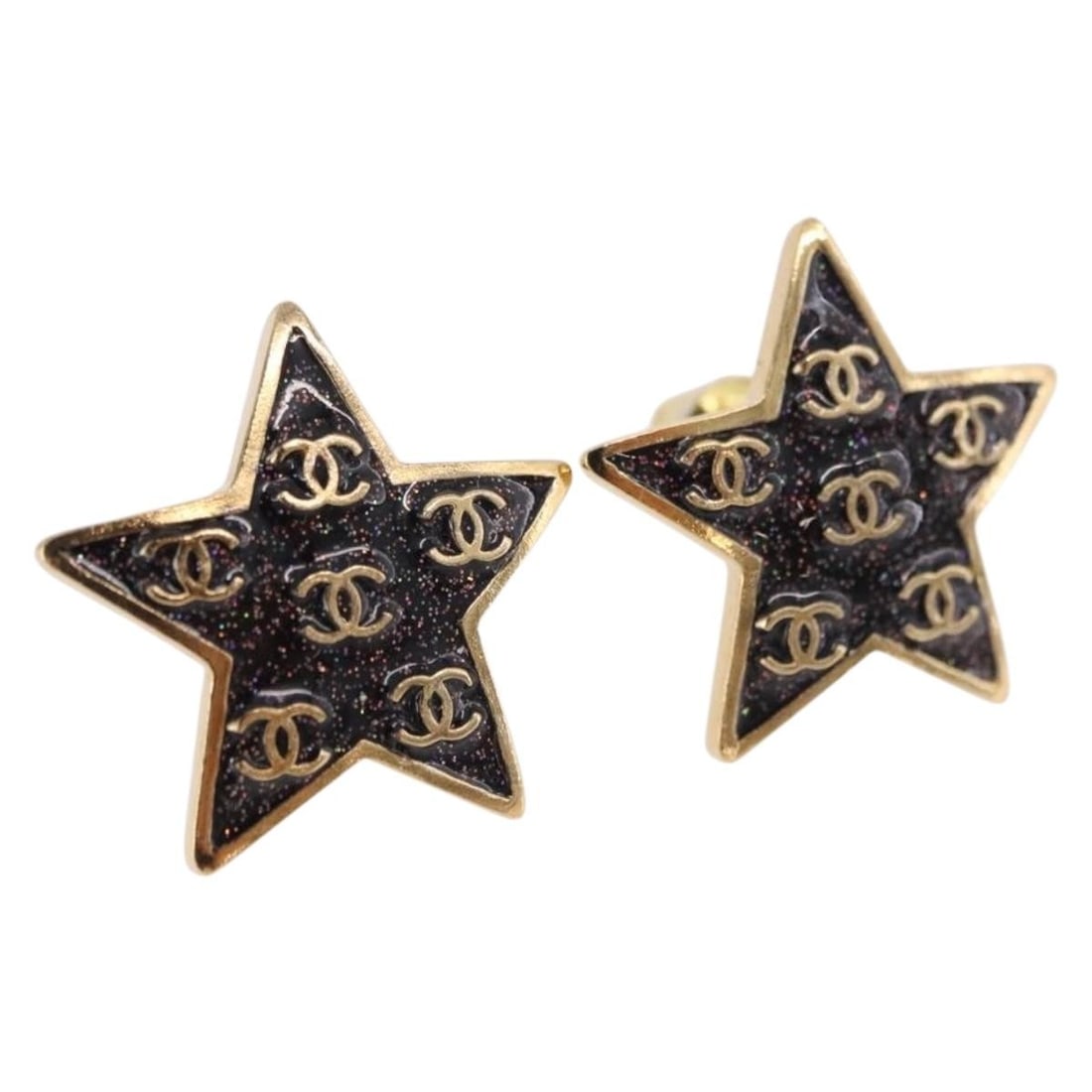 CHANEL Coco Mark Star Gold Tone Metal Earring France: CHANEL Coco Mark Star Gold Tone Metal Earring France CHANEL earring in gold tone metal, made in France, and accompanied by the item box. It is described as being in excellent condition with no remarka