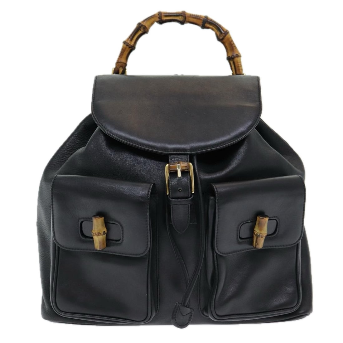 Gucci Vintage Bamboo Black Leather Backpack (1 of 18)