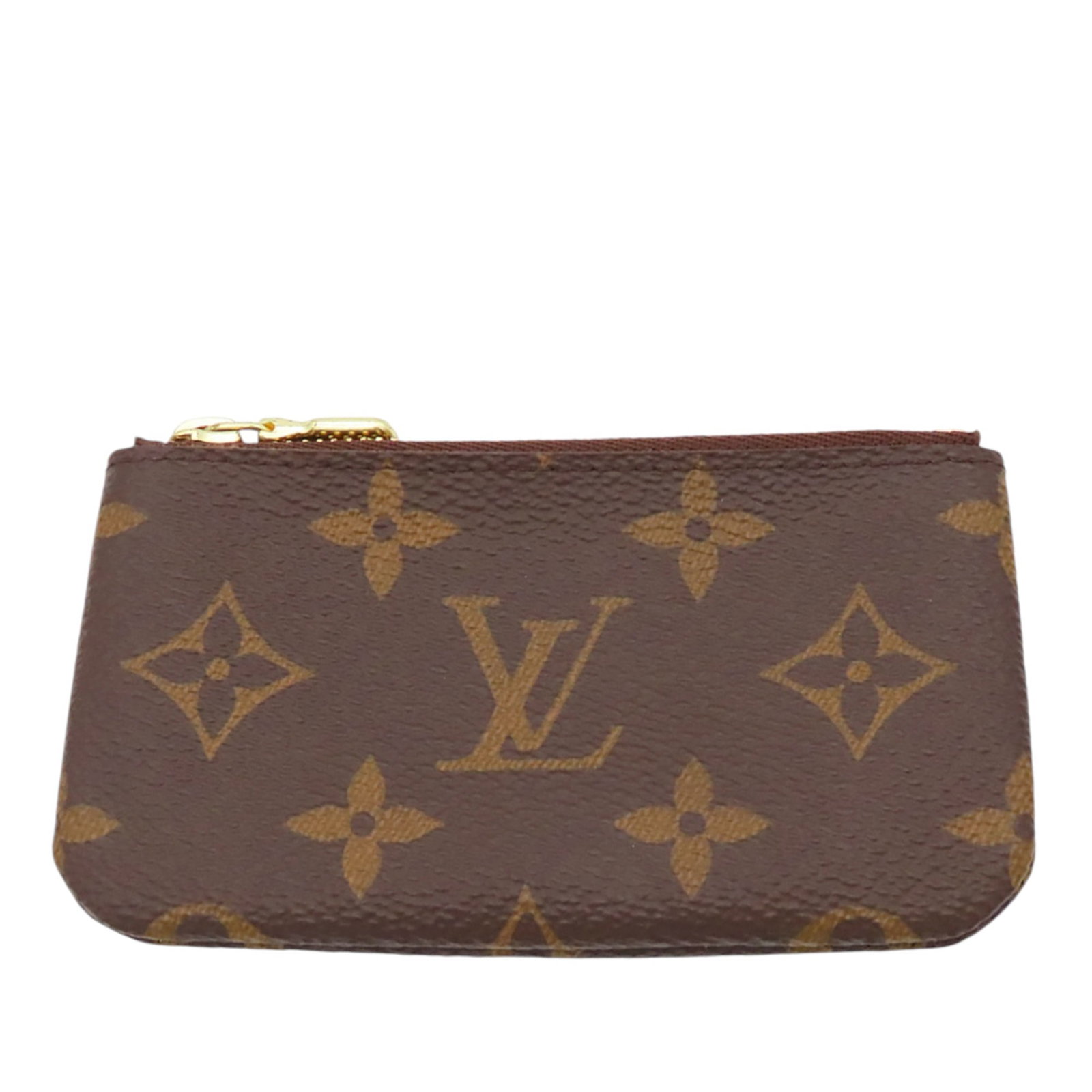 Louis Vuitton Monogram coin and key pouch brown canvas: Louis Vuitton Monogram coin and key pouch brown canvas Louis Vuitton Monogram Key Pouch in brown monogram canvas with a top zip closure. Made in France, this small leather goods piece shows visible we