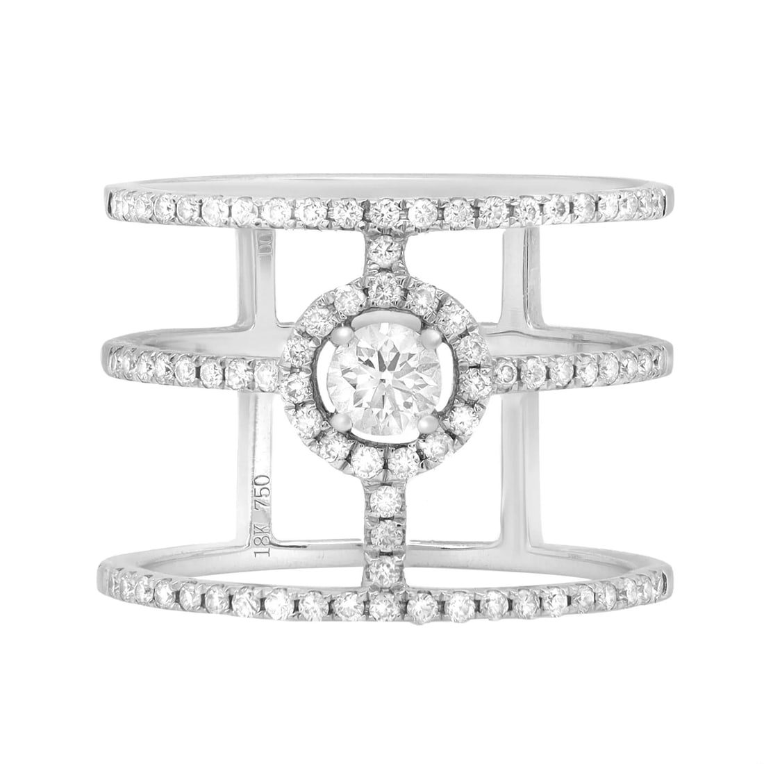 Elegant 18K White Gold Diamond Ring Prong Set 0.59ctw (1 of 5)