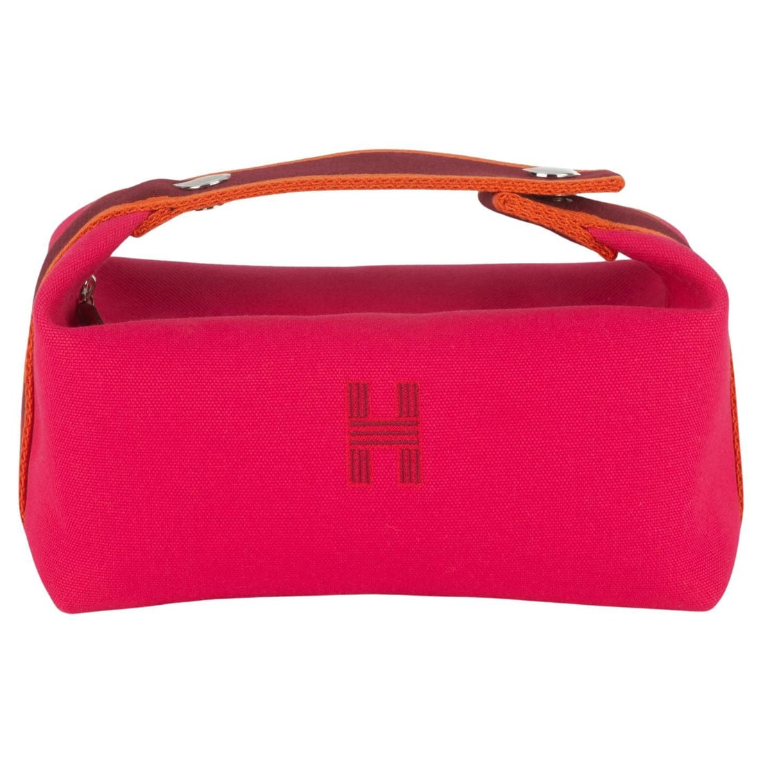 Hermes Fuchsia Bride-a-Brac Hanging Case: Hermes Fuchsia Bride-a-Brac Hanging Case This Hermes Bride-a-Brac Case in fuchsia is crafted from 100% cotton with a herringbone canvas lining and a polycotton strap. It features an embroidered "H" mo