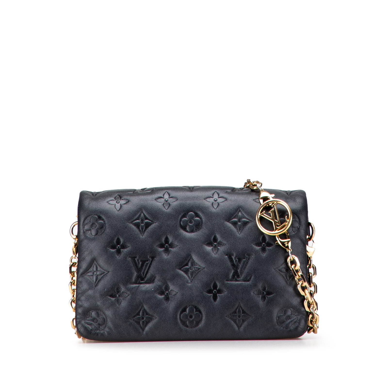 Louis Vuitton Monogram Embossed Pochette Coussin Black Leather Bag (1 of 11)