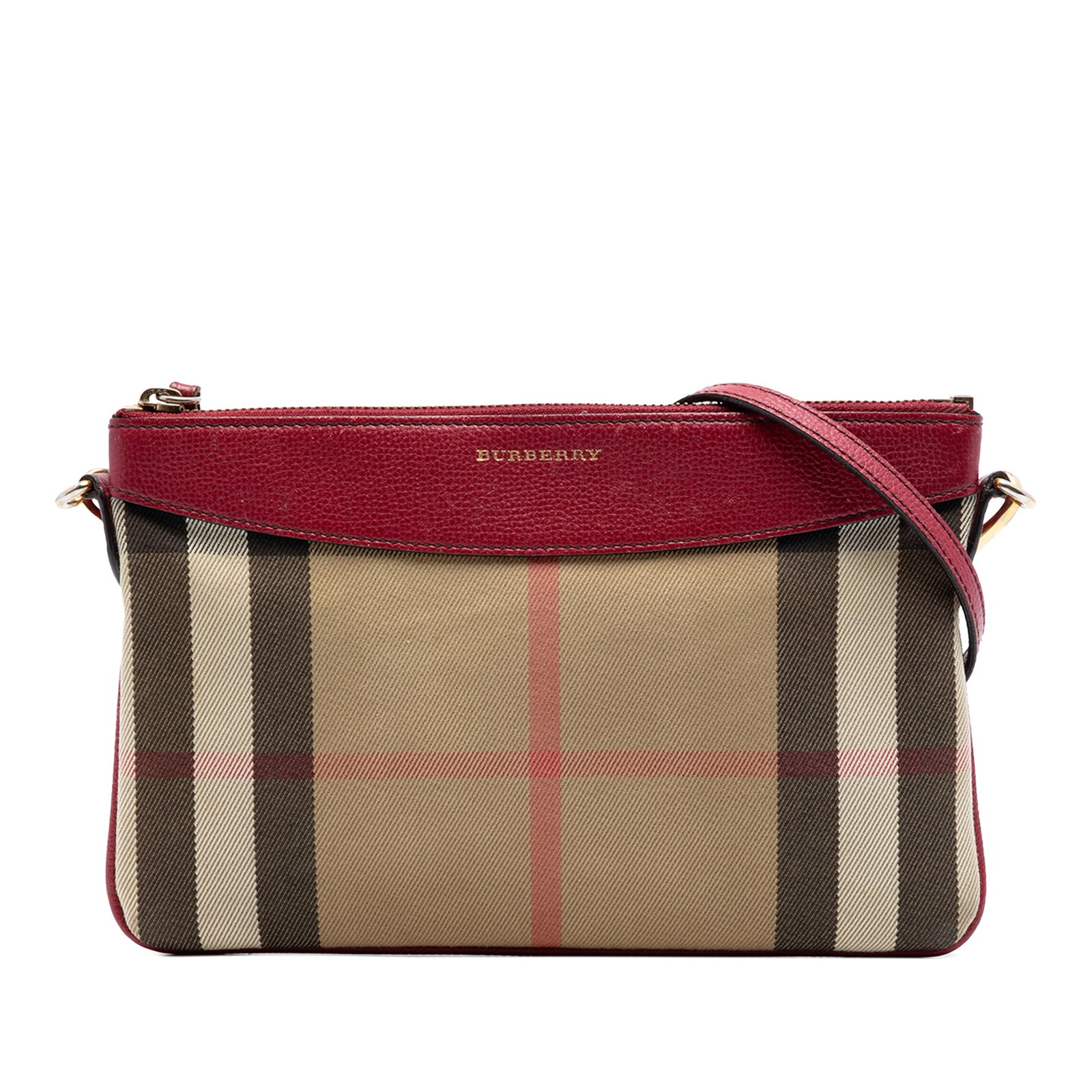 Burberry Peyton Crossbody Bag House Check Canvas Brown: Burberry Peyton Crossbody Bag House Check Canvas Brown A Burberry House Check Canvas Derby Peyton crossbody bag in brown, made with a canvas body and leather trim. It features a detachable flat leathe