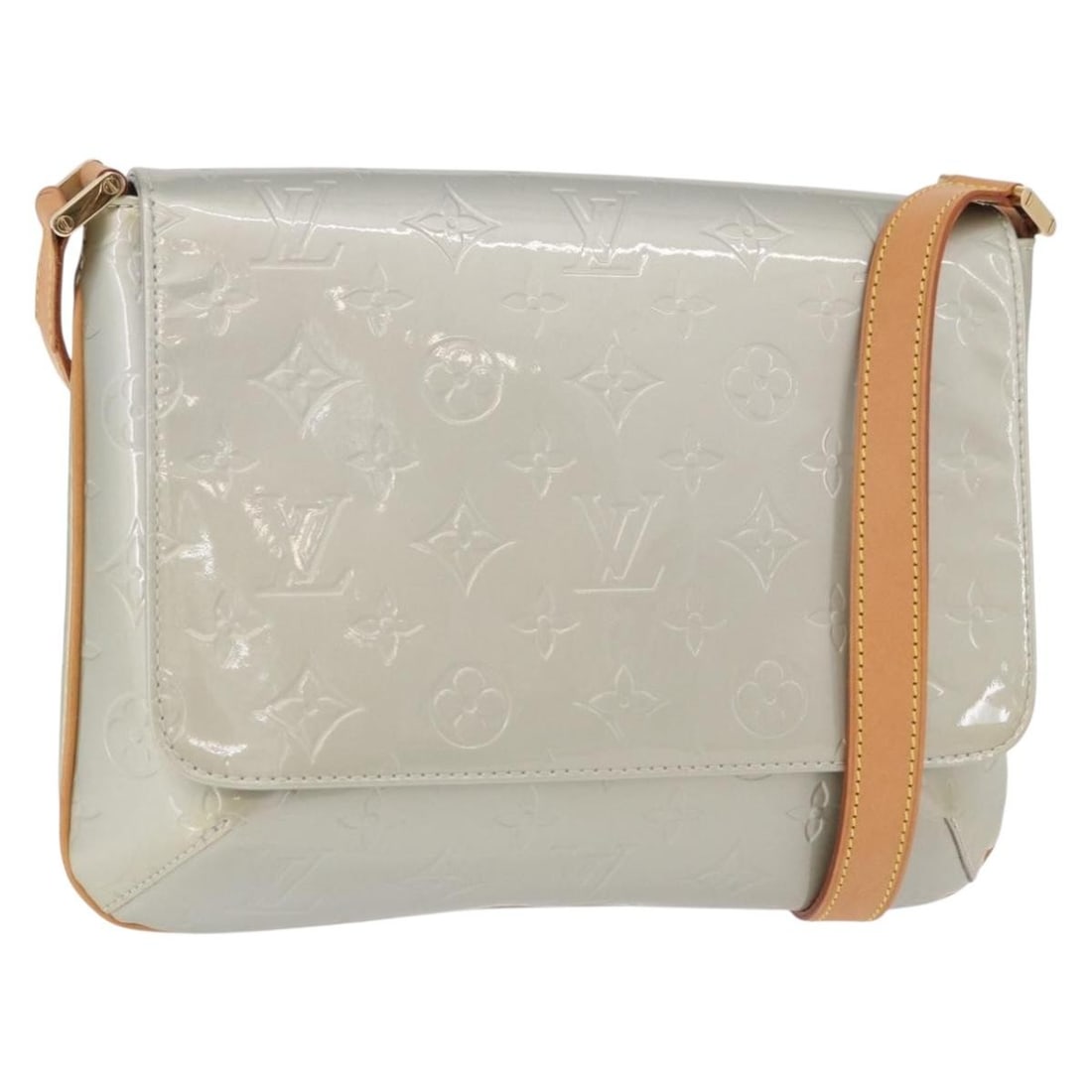 Louis Vuitton Thompson Street Shoulder Bag Gris Patent Leather M91008: Louis Vuitton Thompson Street Shoulder Bag Gris Patent Leather M91008 Louis Vuitton Thompson Street shoulder bag in Gris Monogram Vernis patent leather. This women's bag is made in Spain and includes 