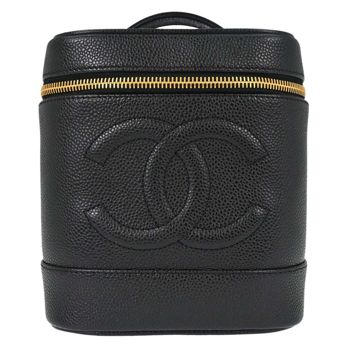 CHANEL CC Cosmetic Vanity Bag Black Caviar Leather Top Handle (1 of 15)