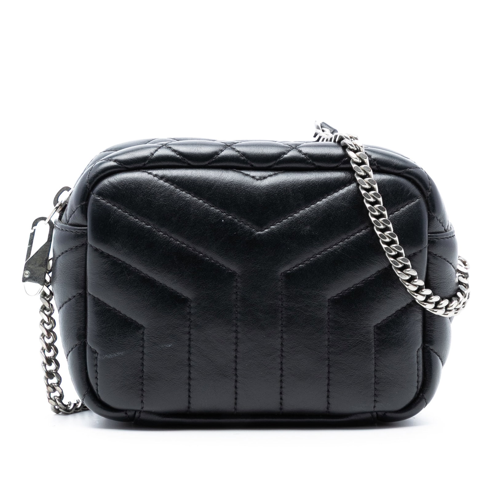 Black Quilted Leather Saint Laurent Loulou Small Bowling Crossbody Bag (1 of 7)