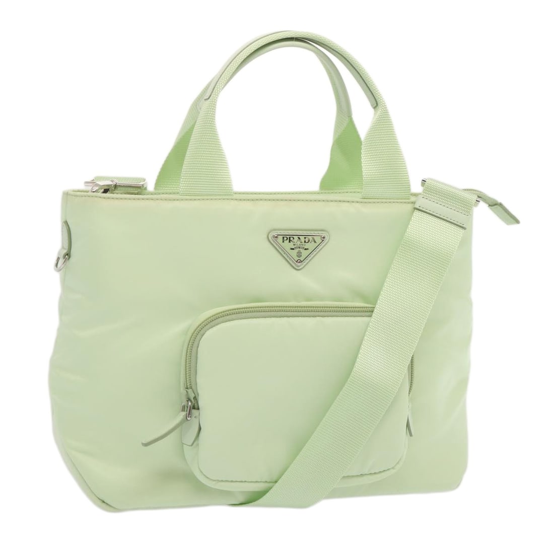 PRADA Nylon 2way Handbag with Shoulder Strap Light Blue: PRADA Nylon 2way Handbag with Shoulder Strap Light Blue Prada 2-way handbag in nylon with a light blue exterior. Made in Italy, this women's bag includes a dust bag and shoulder strap. It is in excell