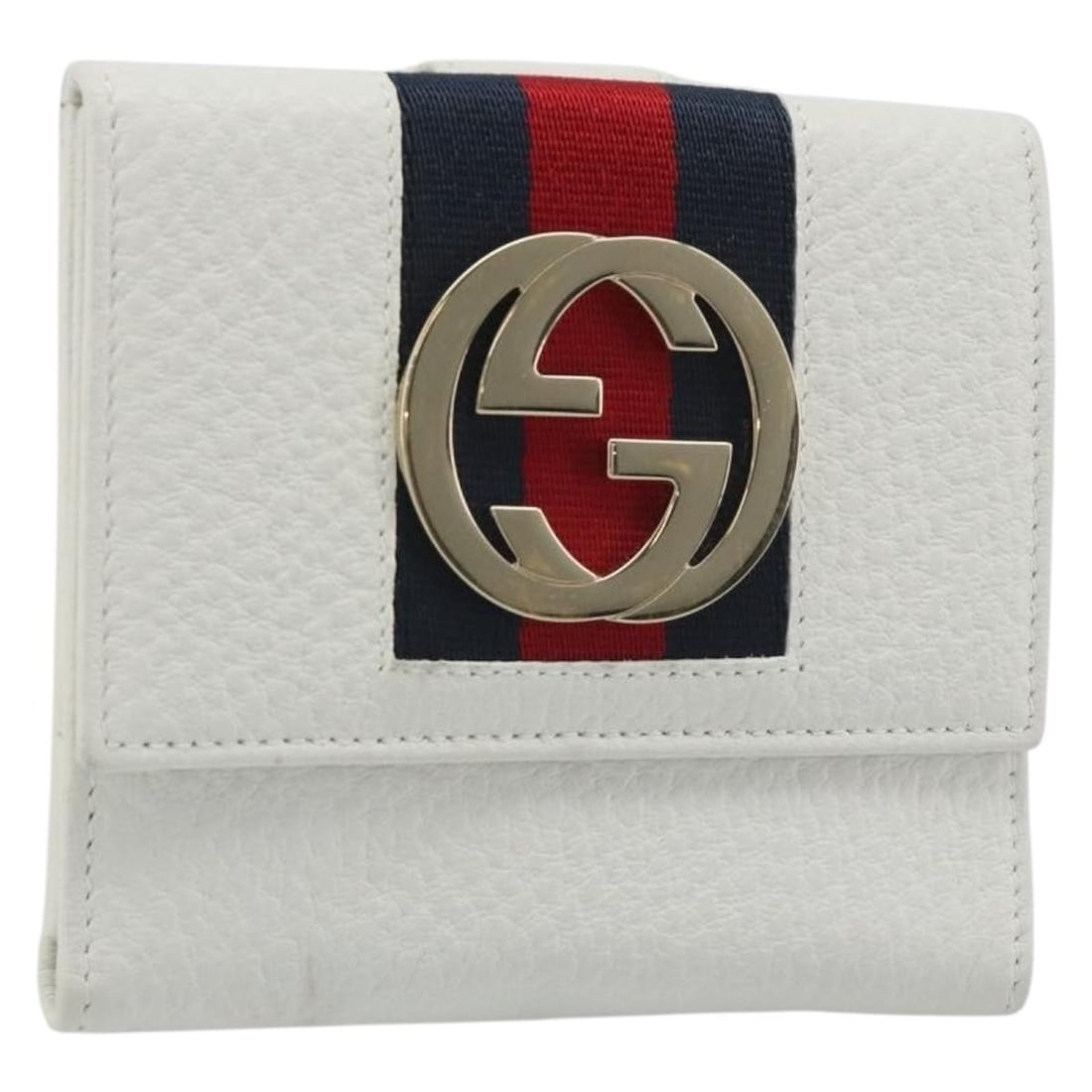 Gucci 131020 Interlocking Sherry Line Leather Wallet White Gold: Gucci 131020 Interlocking Sherry Line Leather Wallet White Gold A Gucci Interlocking Sherry Line wallet in white and gold leather, made in Italy. The wallet measures approximately W12 cm x H11 cm x D1