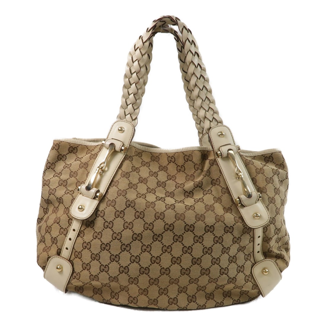 GUCCI 137621 GG Canvas Shoulder Tote Bag Brown White: GUCCI 137621 GG Canvas Shoulder Tote Bag Brown White Gucci shoulder tote bag in brown and white GG canvas. This women's bag features a roomy shoulder bag silhouette with one interior zip pocket. Made 