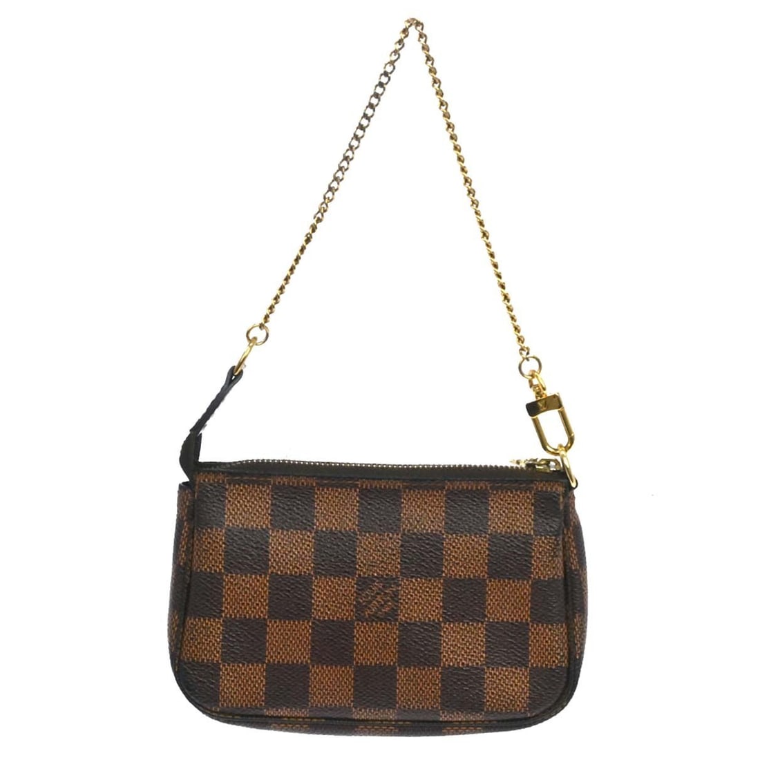 Louis Vuitton Mini Pochette Accessoires Damier Ebene Handbag N58009: Louis Vuitton Mini Pochette Accessoires Damier Ebene Handbag N58009 Vintage Louis Vuitton Mini Pochette Accessoires in Damier Ebene with a brown check pattern and zip-top closure. This women's handbag