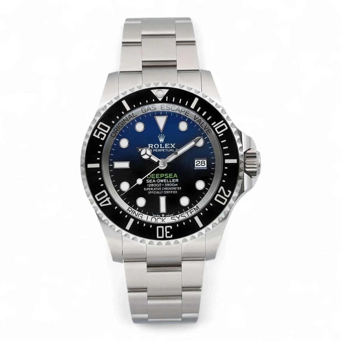 Rolex Deepsea Sea-Dweller D-Blue 126660 Stainless Blue Black Dial Wristwatch: Rolex Deepsea Sea-Dweller D-Blue 126660 Stainless Blue Black Dial Wristwatch This Rolex Sea-Dweller Deepsea D-Blue James Cameron is a luxury Swiss wristwatch featuring a striking blue and black dial. 