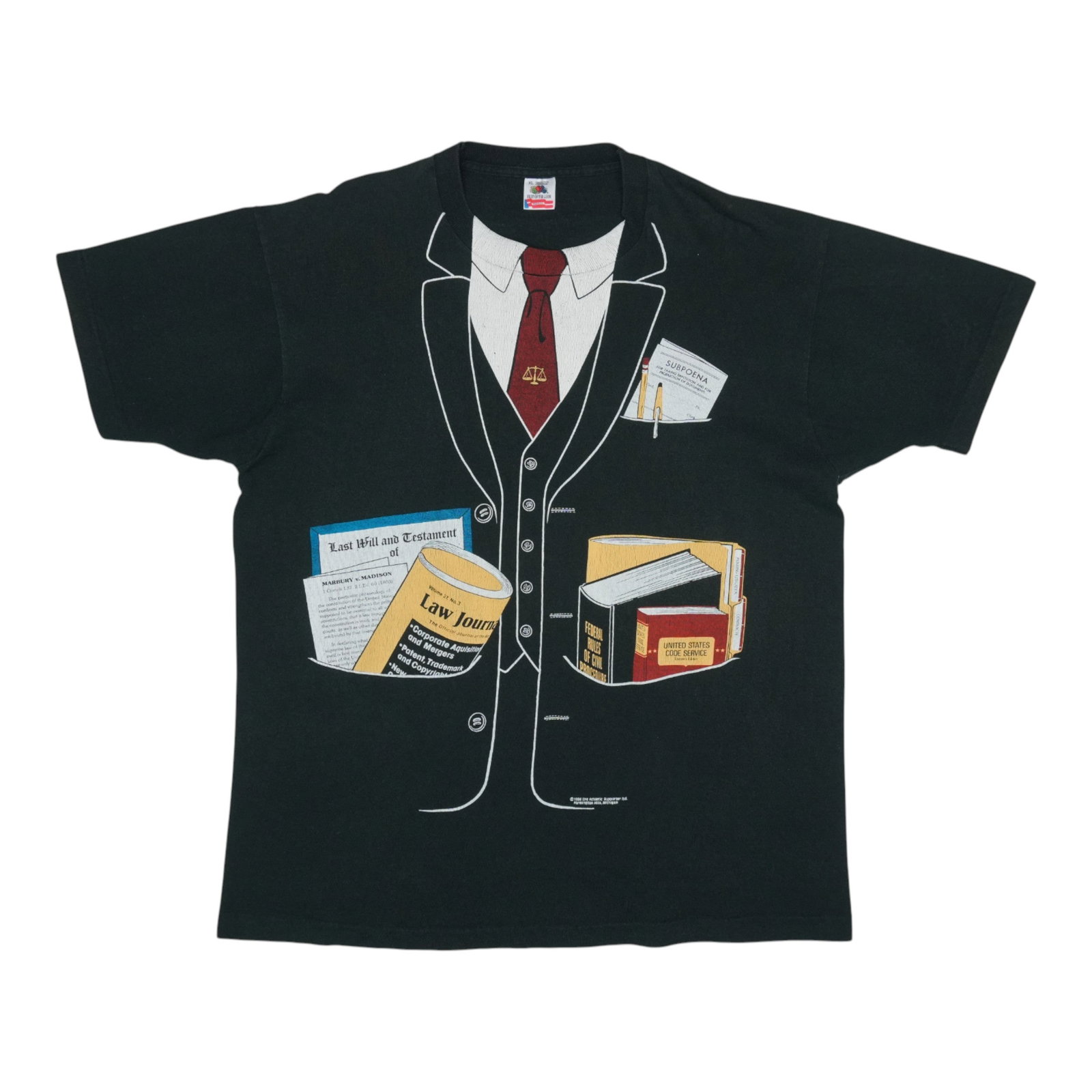 Black 1990s Vintage Lawyer Costume Shirt XL Cotton: Black 1990s Vintage Lawyer Costume Shirt XL Cotton Authentic vintage 1990s lawyer costume shirt in black. This original vintage shirt is not a modern reproduction and features no back graphics. It is 