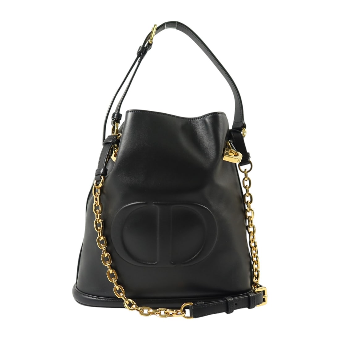 Dior C'est Dior Medium Bucket Bag Black Calfskin 2 Way Shoulder: Dior C'est Dior Medium Bucket Bag Black Calfskin 2 Way Shoulder A Christian Dior C'est Dior medium bucket bag in black calfskin (cowhide), designed as a 2-way shoulder bag. It is listed in very good A