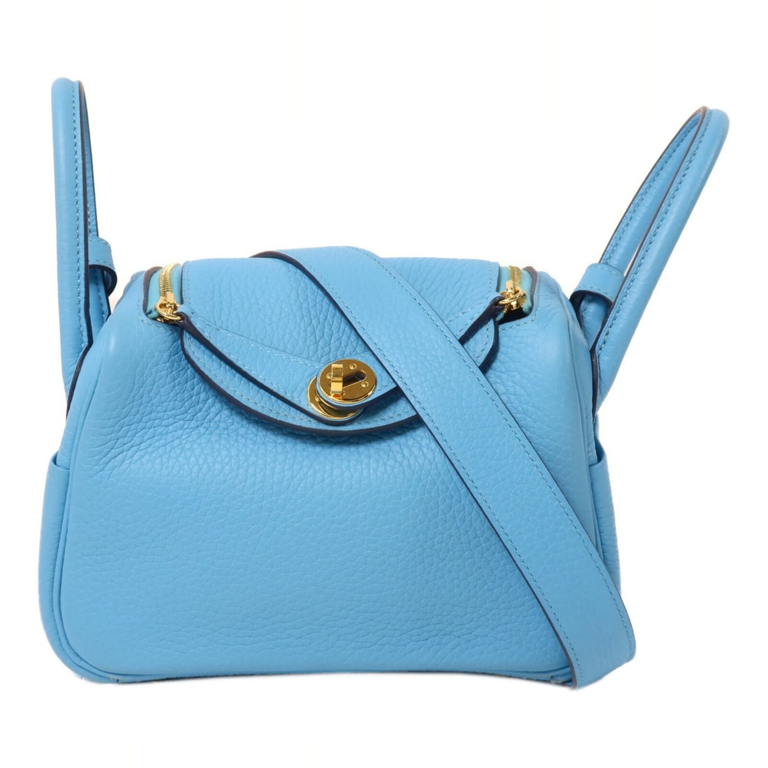 Hermes Mini Lindy 2 Way Shoulder Bag Bleu De Nord GHW (1 of 14)