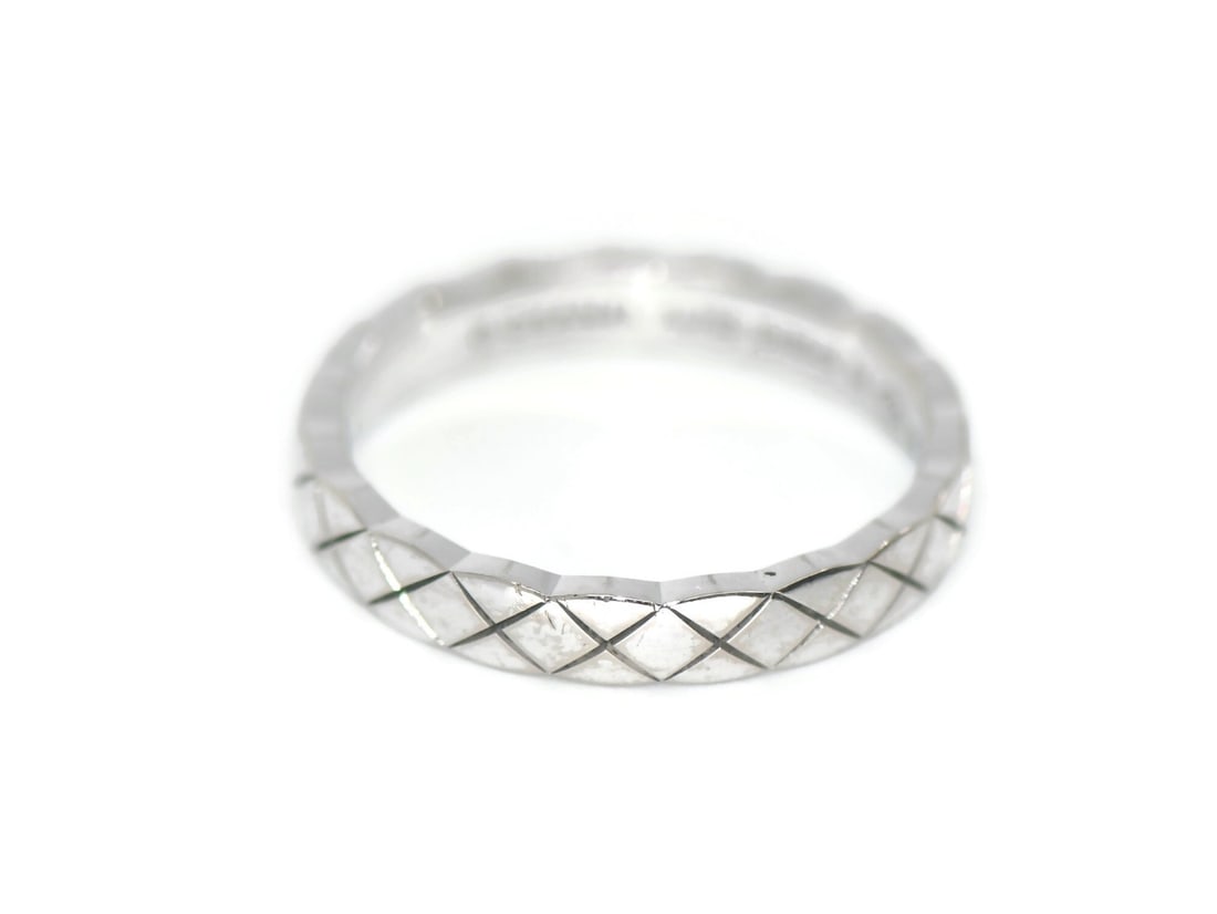 CHANEL 18K White Gold Ring Size 54 No Stone (1 of 3)