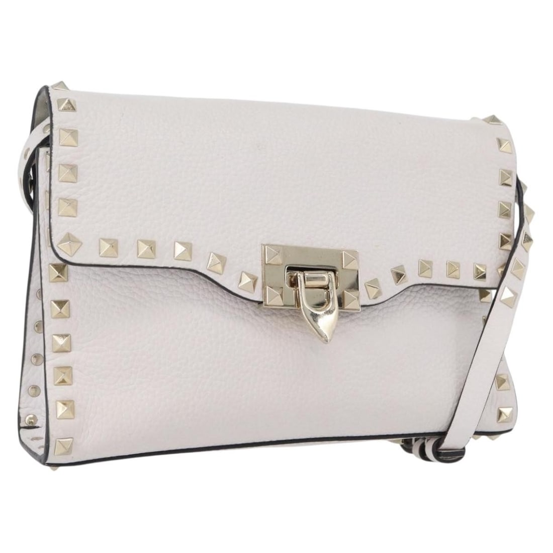 Valentino Garavani Rockstud Flip Lock Flap Leather Shoulder Bag: Valentino Garavani Rockstud Flip Lock Flap Leather Shoulder Bag Valentino Garavani Rockstud Flip Lock Flap bag in leather. This women's bag is made in Italy and is presented in good condition with vis