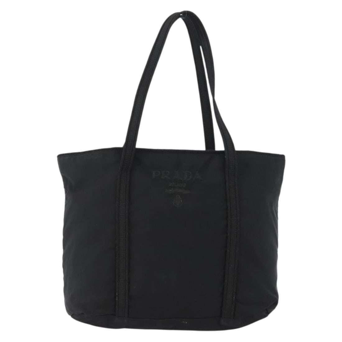 Prada Tessuto Black Nylon Vintage Tote Bag with Zip Closure: Prada Tessuto Black Nylon Vintage Tote Bag with Zip Closure This Prada Vintage Zip Tote is crafted from durable black nylon and designed for women. Made in Italy, it features a spacious main compartme